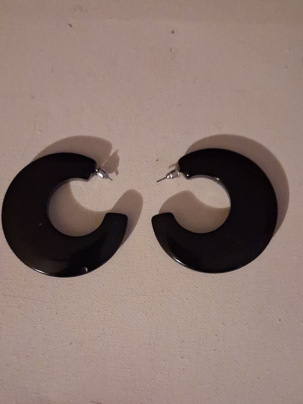 Black Resin Hoop Earrings - Classic Women Jewelry